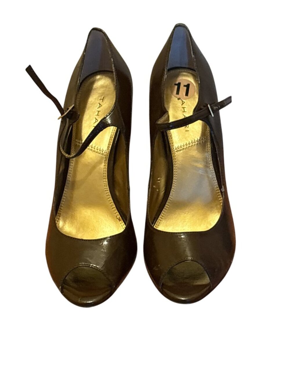 Tahari Brown And Gold Heels